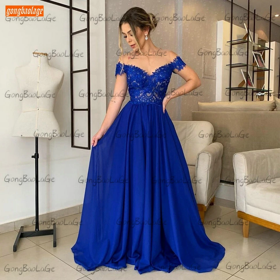 Vestido De Gala De Noiva con hombros descubiertos para mujer, traje De Gala azul, Vestidos De De noche, 2022|Vestidos de - AliExpress