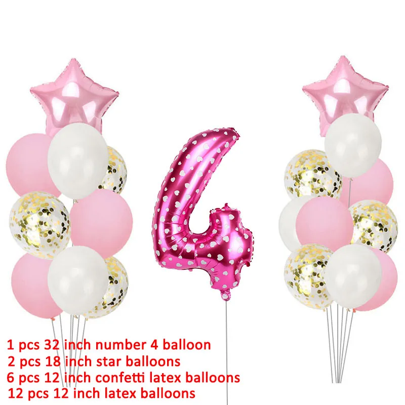 Lincaier I Am Four, баннер из крафт-бумаги, 4 года, день рождения для мальчиков и девочек, 4-е вечерние украшения, четвёртая гирлянда, розовые, синие воздушные шары - Цвет: 21pcs pink balloons