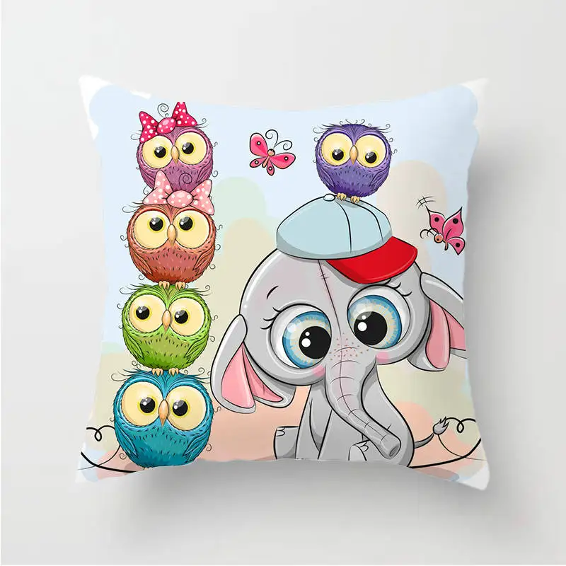 Owl Decoration Cushion Cover Polyester Throw Pillow Case Cover Decoration Pillowcases Decorative Pillows Cover TP136 - Цвет: TP13607