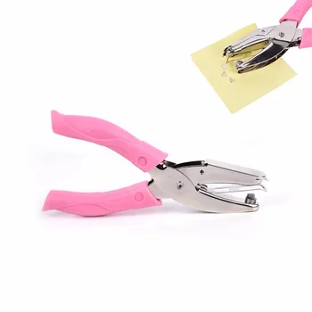 

Hand-held 1-Hole Metal Paper Punch Single Heart Shape Hole for Greeting Cards Scrapbook Notbook Puncher Hand Tool with Pink Grip