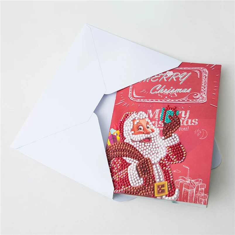 4pcs Christmas Greeting Card DIY Special Diamond Painting Embroidery Greeting Card Birthday Christmas Gift Navidad 40OCT705