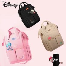 Сумка для детских подгузников с двойным карманом disney для ухода за ребенком, рюкзак для коляски, сумка большой емкости с USB, сумка для подгузников с Микки и Минни