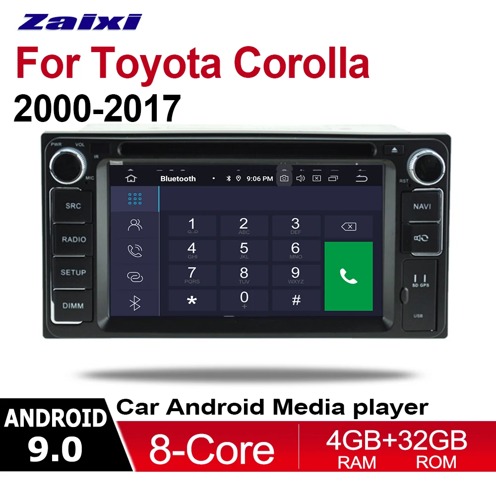 ZaiXi 2din Android 9 0 Восьмиядерный 4 Гб ОЗУ автомобильный DVD плеер для Toyota Corolla 2000 ~ 2017 GPS