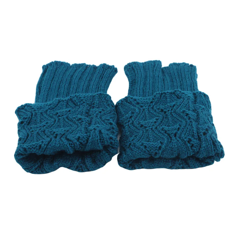 Женский вязаный манжет для ботинок, вязанные Короткие гетры, полый носок, Зимние гетры - Цвет: Peacock blue