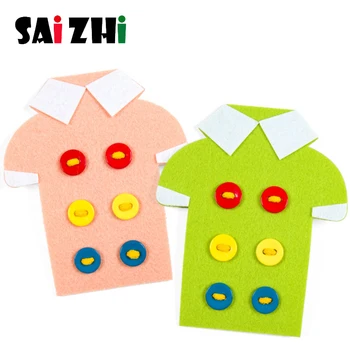 

Saizhi Early Educational Toys Learning Wear Clothes Lacing Board Kids Toys Sew On Threading Buttons Child Birthday Gift SZ3627