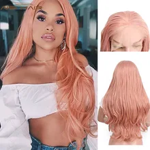 I's a парик 13x4 длинный волнистый парик на кружеве Розовый Синтетический Омбре блонд кружевные парики для женщин черные волосы Термостойкое волокно