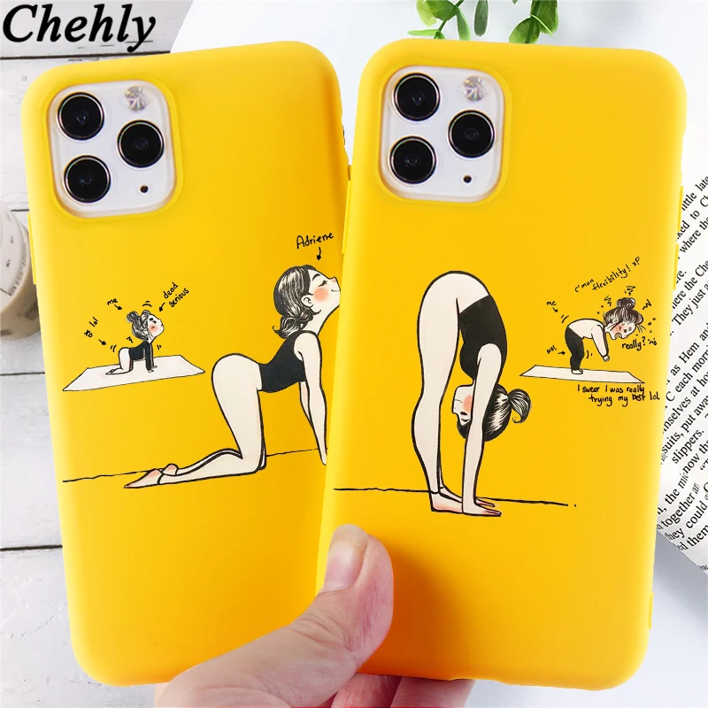 Funny Yoga Phone Case for iPhone 6s 7 8 11 12 Mini Plus Pro X XS MAX XR Girl Cases Soft Silicone Fitted TPU Accessories Covers | Мобильные
