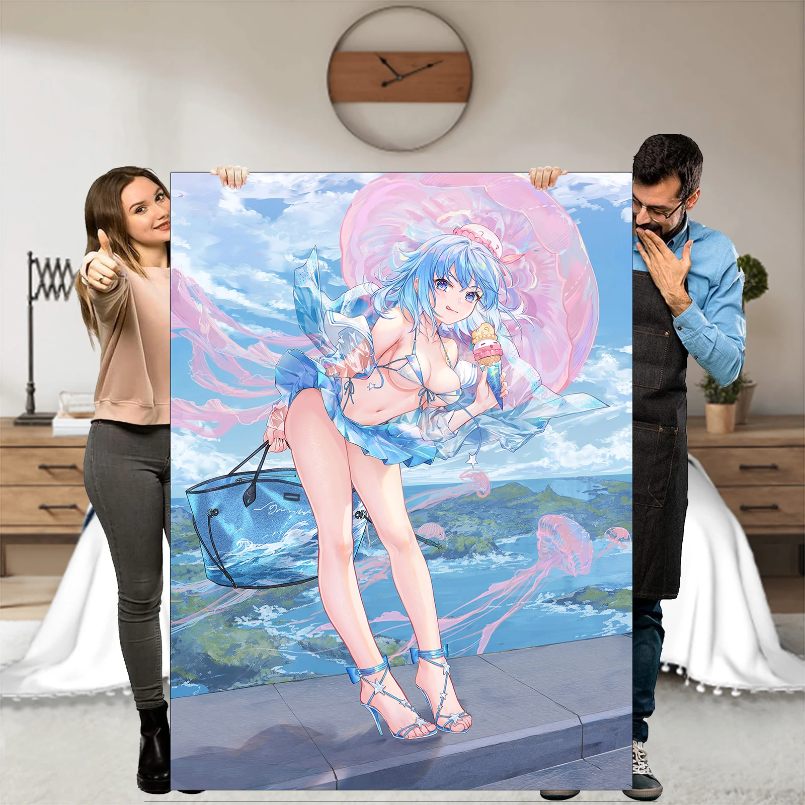 

Azur Lane Blanket Doujinshi Art CG Throw Adult Artist Sofa Blankets Hentai Anime Comic Sexy Doujin Poster Flannel Fleece Throws