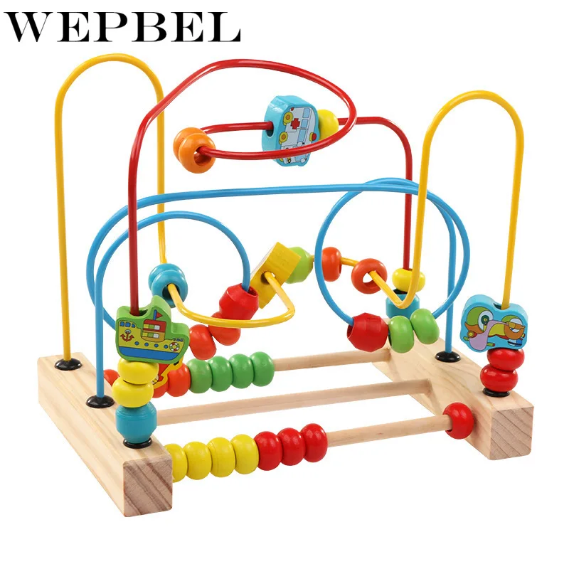 WEPBEL образовательный Дошкольный для маленьких мальчиков и девочек горки вокруг круга бисера раннего развития игрушки с мини Abacus
