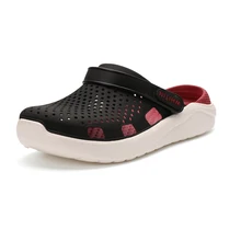 Г., мужские сандалии Летняя дышащая Спортивная обувь Мужская садовая обувь, светильник, черный, красный цвет обувь для влюбленных пар