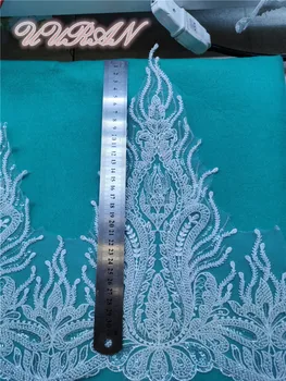 

Luxury Polyester Embroidered White Flower Lace Fabric Dubai Sewing DIY Trim Tulle Applique Ribbon Collar Dress Guipure Decor