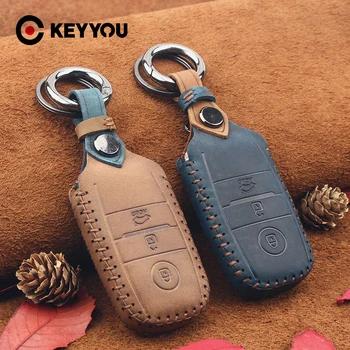 

KEYYOU For Kia Optima Sportage Sorento K3 K3S KX3 K4 KX5 K5 Soul RIO Ceed Protection Key Skin Bag Leather Car Key Cover Case