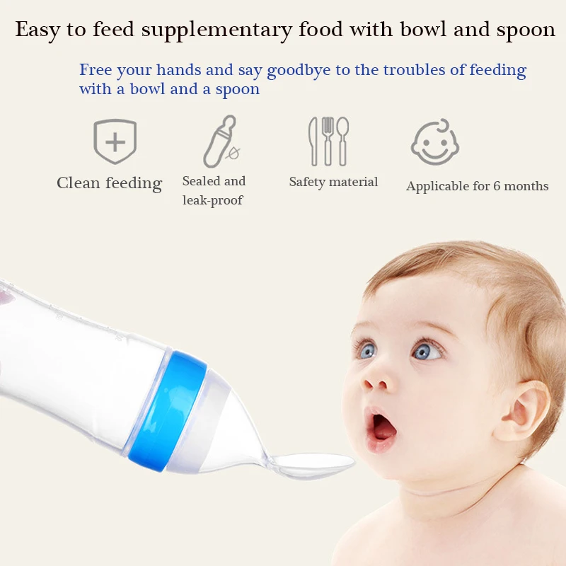 Newborn Baby Feeding Bottle with Training Rice Spoon | Baby Tableware Tools