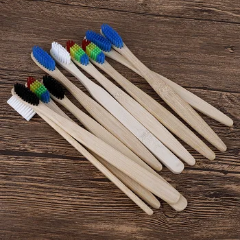 

10pcs Eco Friendly Adults Bamboo Toothbrush Medium hard Bristles Biodegradable Oral Care multi-color Toothbrushes set