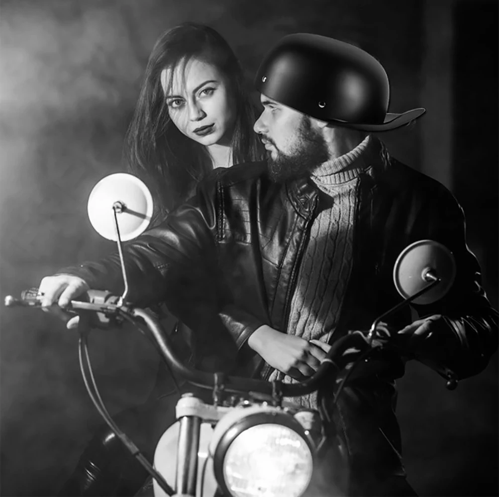 Unisex Retro half Motorcycle Helmets Matte Black German Half Face Helmet Chopper Cruiser Biker M/L/XL casque moto
