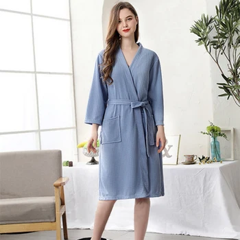

Laamei Men Women Kimono Bathrobe Plus Size Bath Robe Mens Robes For Women Long Dressing Gown Couple Sleepwear Home Clothes