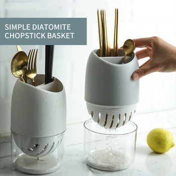

Nordic Diatom Mud PP Storage Rack Water Absorption Knife Holder Drain Shelf Home Storage Organizer Kitchen Tool For Chopsticks