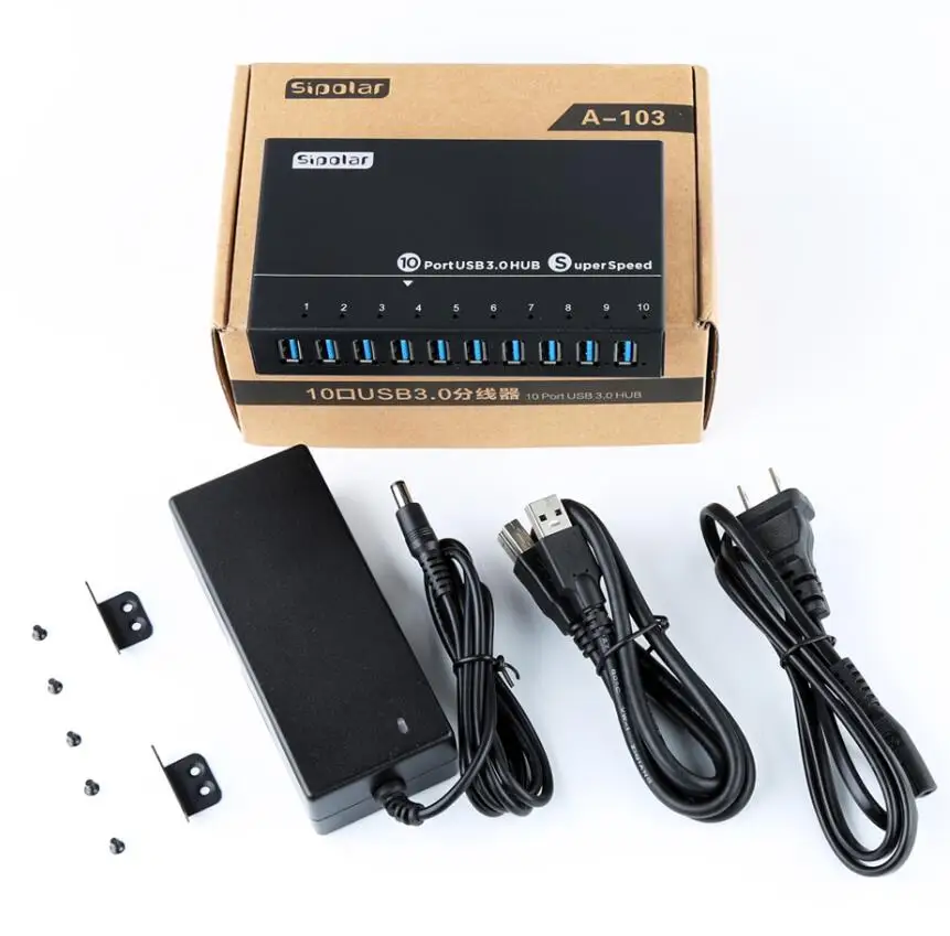 Sipolar A-103 Ultra high Speed 10 port usb 3.0 hub multi charger hub splitter for computer accessory Mobile phone Tablet Miner 6