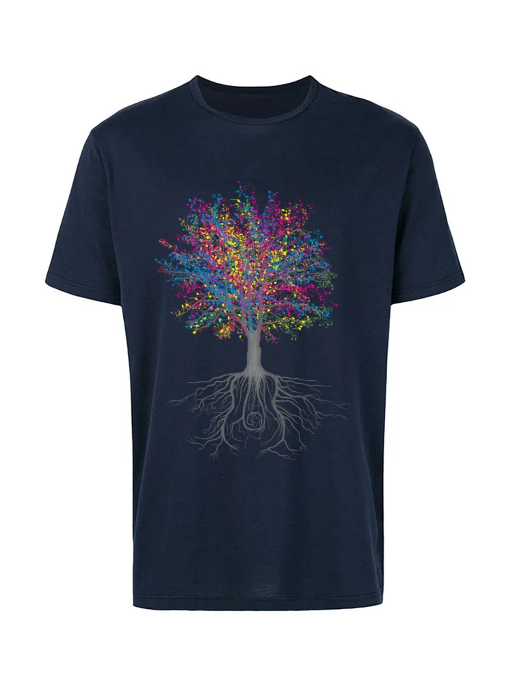 

Character Tree Inset Printed T Shirts Camisetas Art Design Soft Cotton Men's Tops T Shirts Slim Fit Fashion Tee-Shirts Faddish