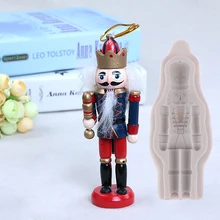  1/5/6PCS/Set Christmas Wooden Doll Decor Handmade Christmas Nutcracker Doll Pendant Creative Glittering Powder Doll Ornament 