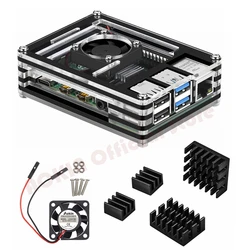 Boîtier en acrylique pour Raspberry Pi 4 modèle B, boîtier Raspberry Pi avec ventilateur de refroidissement dissipateurs thermiques Raspberry Pi pour Raspberry Pi 4 modèle B 