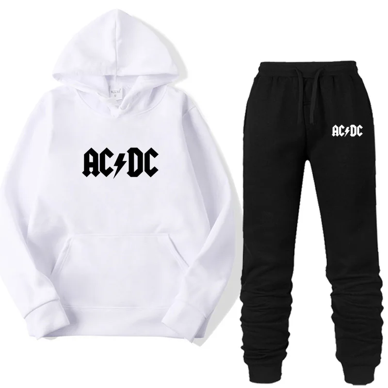 Комплект из двух предметов, модная ACDC толстовка с капюшоном, спортивная одежда для мужчин/женщин, спортивный костюм с капюшоном, осенняя мужская брендовая одежда, толстовки+ штаны, комплекты