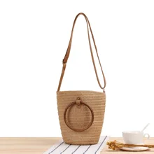 

Cylinder Hand Carrying Crossbody Straw Summer Vacation Woven Bucket Leisure Bag
