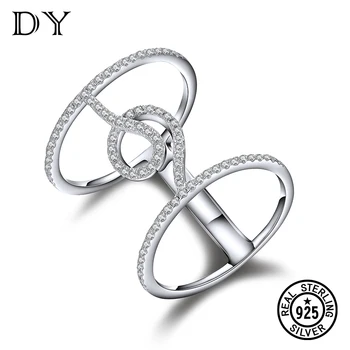 

DY 925 Sterling Silver Ring Cubic Zirconia Fancy Music Note Shape Stylish Double Layer Finger Ring For Women Fashion Jewelry