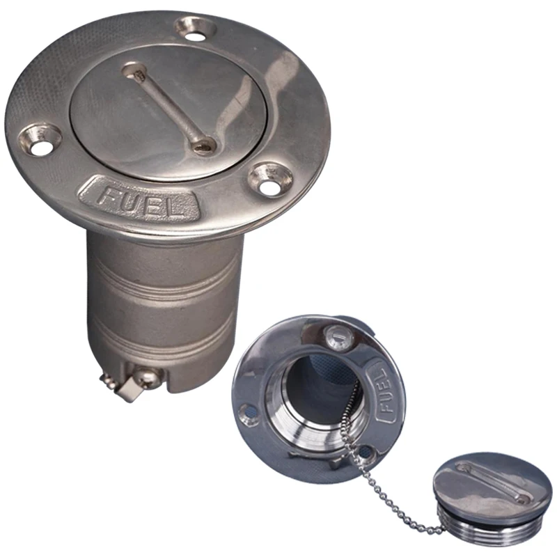 1 Piece 1.5 Inch Rowing Boat Trucks Deck Gas Stainless Steel 316 Yacht Row Accessories Fuel Tank Filler Marine Fuel Tank Silver