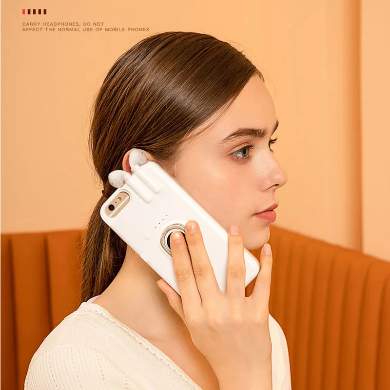 Зарядный наушник чехол для телефона для iPhone X XS MAX XR 6 6S 7 8 Plus чехол s Чехол для гарнитура для airpods с держателем для телефона