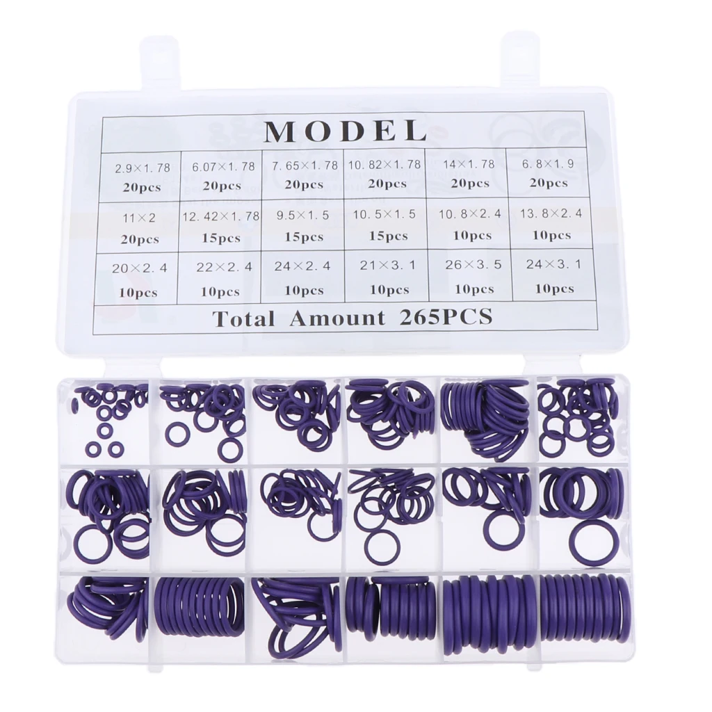 O-Ring Rubber Assortment Kit Set With Holder Case Metric 265 Pieces Variety Pack