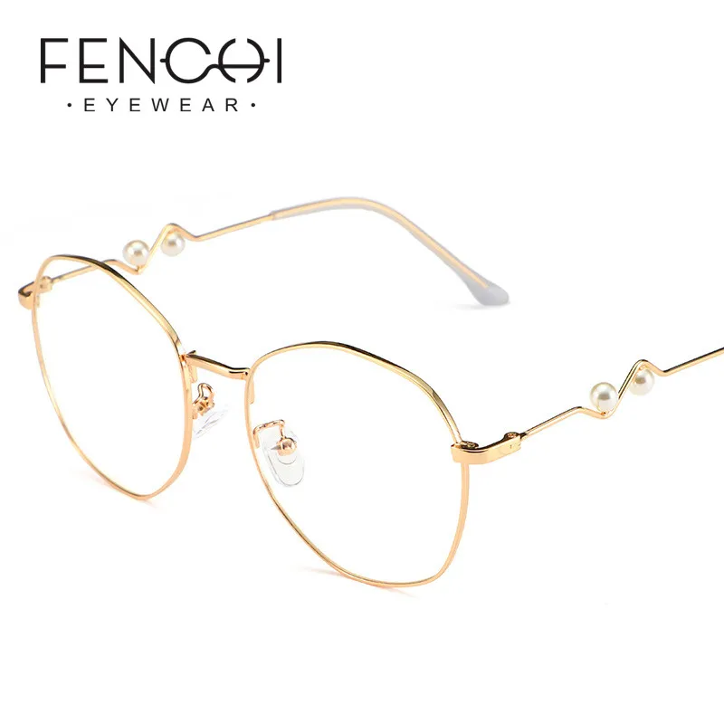 

Pearl Transparent Blue Light Blocking Glasses Frame Women Round Gradient Computer Pink Gold Frame Eyeglasses очки круглые
