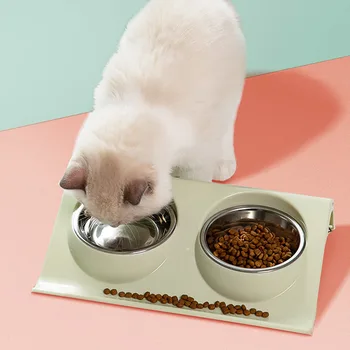 

Stainless Steel Pet Bowls Non Slip Dog Cat Feeding Bowls Z Shape Pet Feeding Tools YU-Home