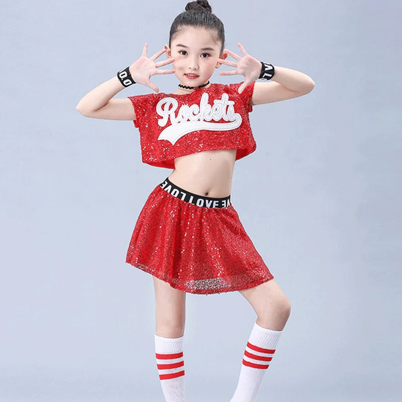 

Girl Jazz Dance Set For Girls Jazz Dance Costumes for Kid Hip Hop Dancing Child Sequins Stage Performance Children Hip Hop Suit