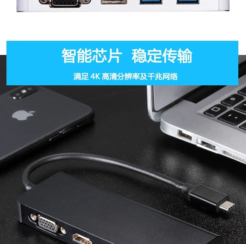 Type-C к HDMI гигабитная сетевая карта 6 в 1 многофункциональный конвертер USB 3,1 VGA многофункциональная док-станция