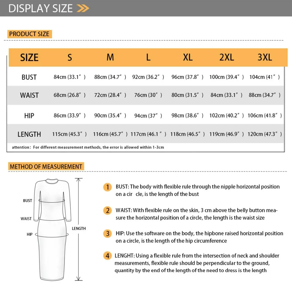 D40-女长袖长裙-尺码表