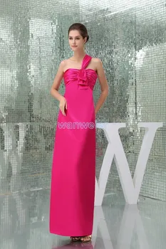 

free shipping modest 2016 new design hot seller pleat custom size one shoulder plus size gown beach long red Bridesmaid Dresses