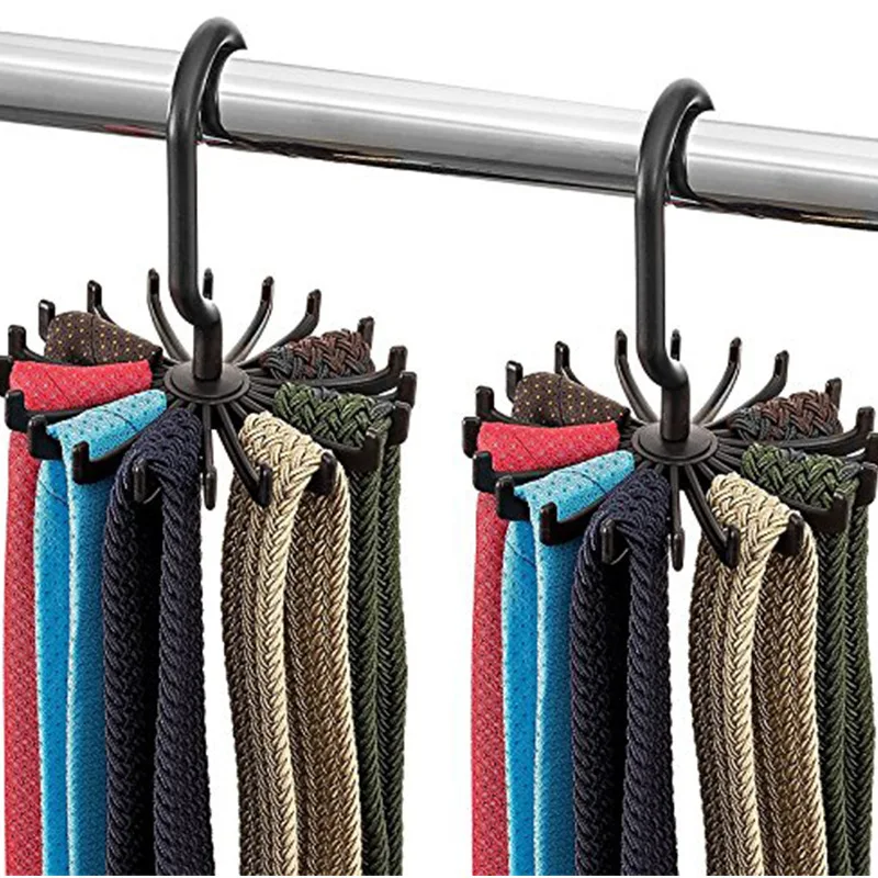 Cross Border Creative Multi-functional 20 Claw Tie Rack 360-Degree Rotatable Plastic Tie Rack Silk Scarves Storage Rack