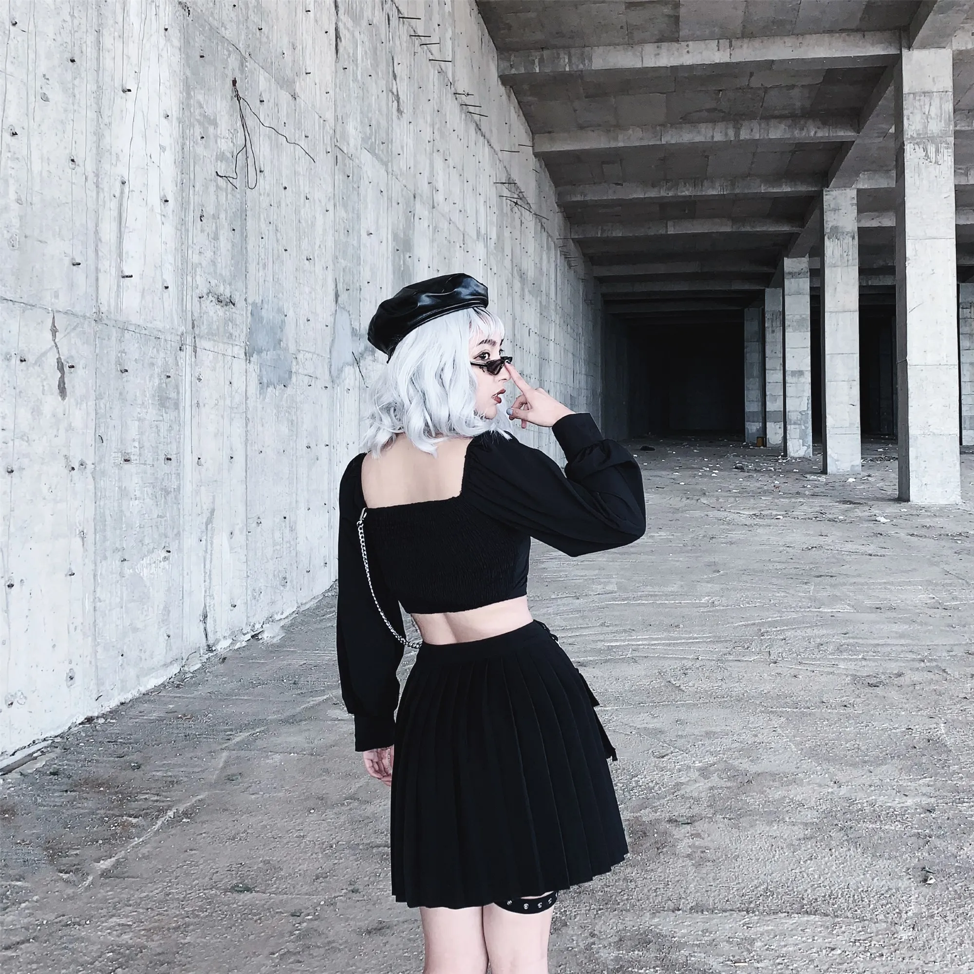 Ruibbit женские футболки сексуальные Клубные готические черные весна осень тонкая