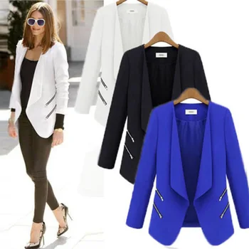 

ZOGAA Hot Women Pure Color Blazer Long Sleeve Double Breasted Slim Checked Coat Formal Jacket Office Suit Lady Outerwear Coat