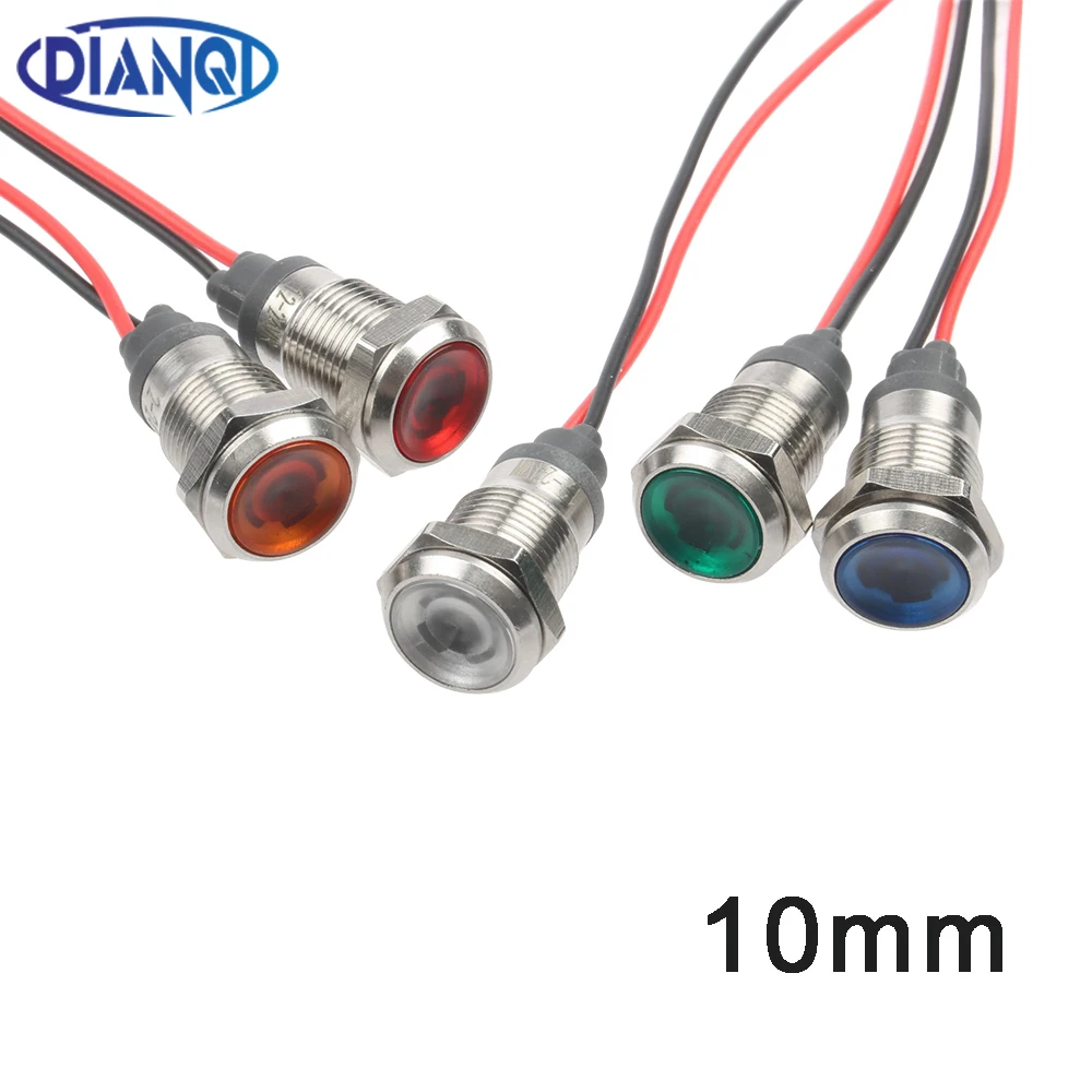 1 шт., водонепроницаемый сигнальный фонасветильник, 10 мм, 3-6 в, 12-24 В, 110-220 В