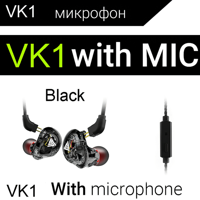 Version QKZ VK1 3.5mm Wired Headphones 4 Drive Unit Bass HiFi Earphone Musician Monitor Headset Sport Earbuds fone de ouvido