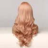 Long Wave Pink Synthetic Hair Wigs Middle Part Natural Wavy Heat Resistant Wigs for Afro Women Cosplay Party Fashion Wigs ► Photo 3/6