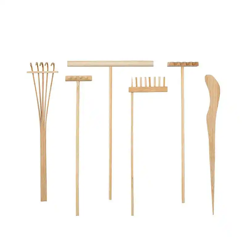 1 Set 6 Pcs Bamboo Rake Gardening Bonsai Potted Tool Mini Tea Set Rake Sand Rock Push Drawing Pen Set Desktop Ornament Aliexpress