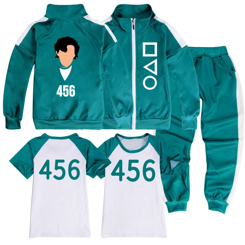 Movie Squid Game Costume Jacket T Shirt Pants Li Zhengjae Same 001 Sportswear 3pcs Clothes Set Round Six Halloween Costumes |