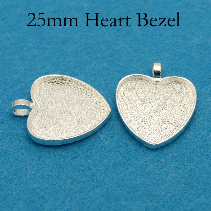 50 шт. подвеска в форме сердца 25 мм фоторамка из смолы|pendant tray|blank pendant trayscabochon setting |