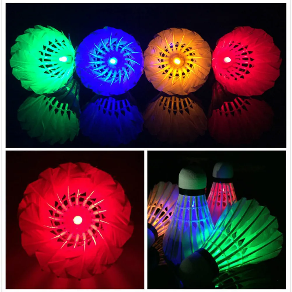 4 шт. светодиодный воланы для бадминтона с подсветкой волан для птичек светящийся бадминтон для спорта на открытом воздухе FOU99 - Цвет: 4 color 4 pcs