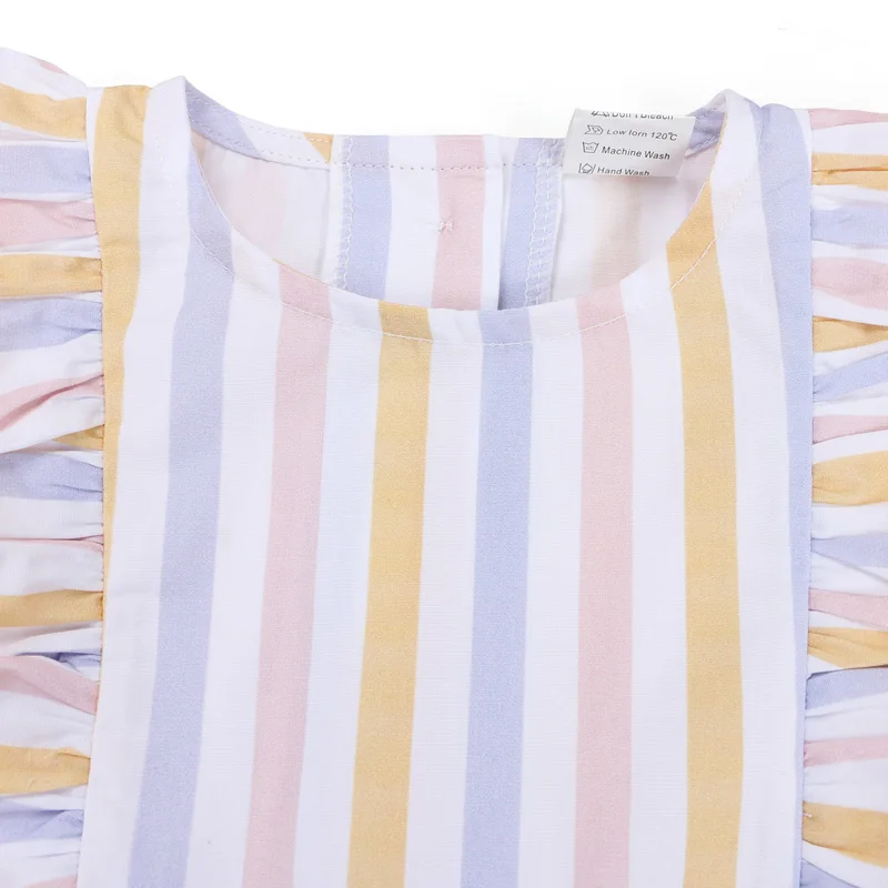 Kaiya Angel/Лидер продаж; Одежда для маленьких девочек; Roupa de bebes; одежда в полоску для малышей; летние комбинезоны без рукавов с оборками; NB-24M; 10 шт./лот
