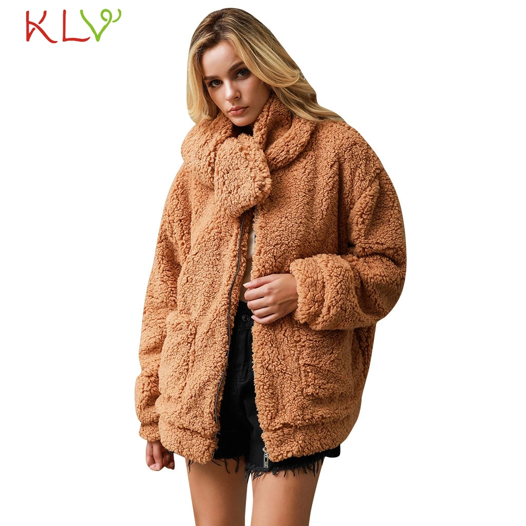 

Women Jacket With Fur Scarf Pockets Winter Warm Long Sleeve Windbreaker Plus Size 2019 Overwear Casaco Feminino Girl Coats 19Jul