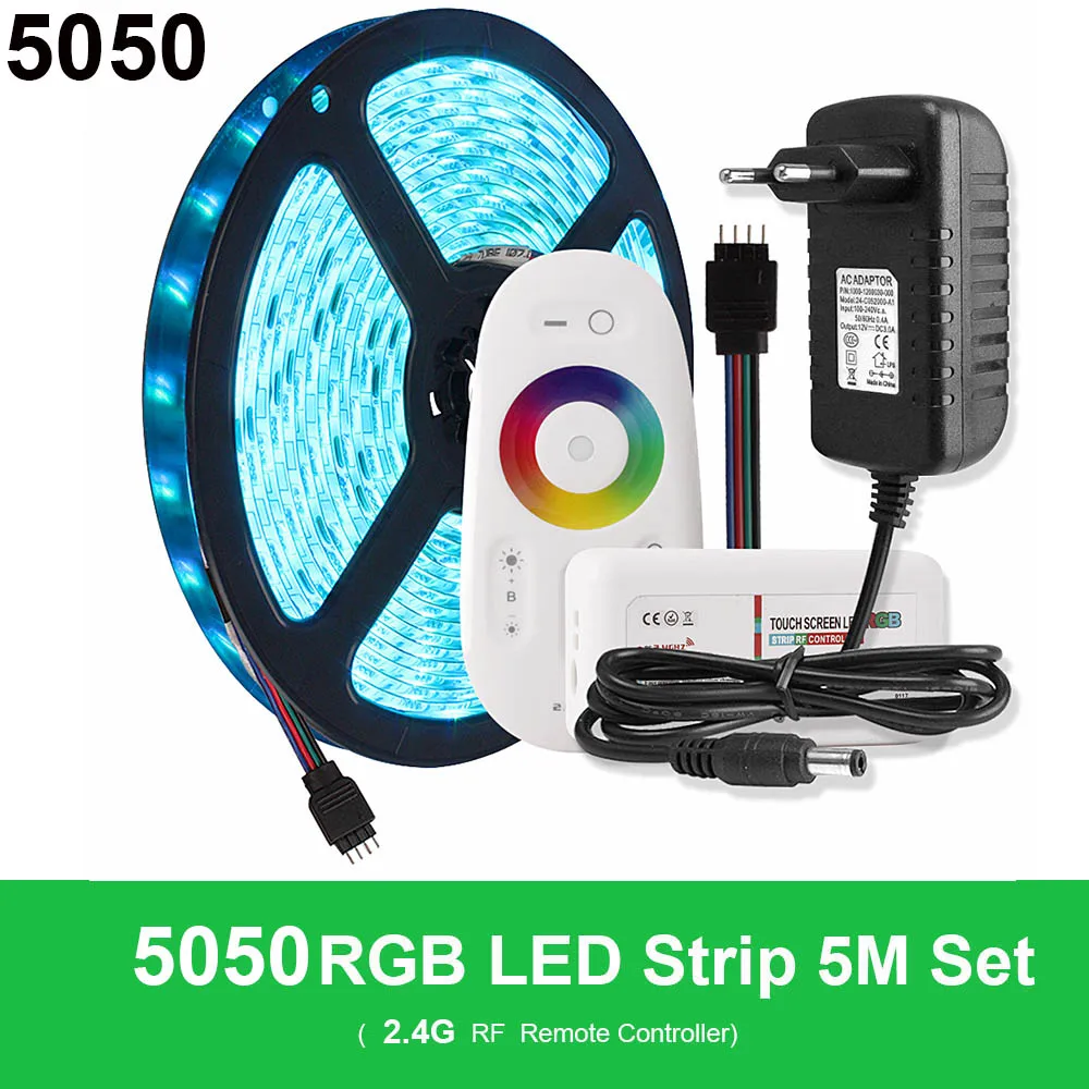 5050 2.4G RF Set DC 12 В RGB Светодиодная лента Водонепроницаемая 220 В Tira светодиодный Wifi 12 В лента RGB лента 5050 Неоновая Гибкая лента светильник Bluetooth адаптер дистанционного питания - Испускаемый цвет: 5050 2.4G RF Set